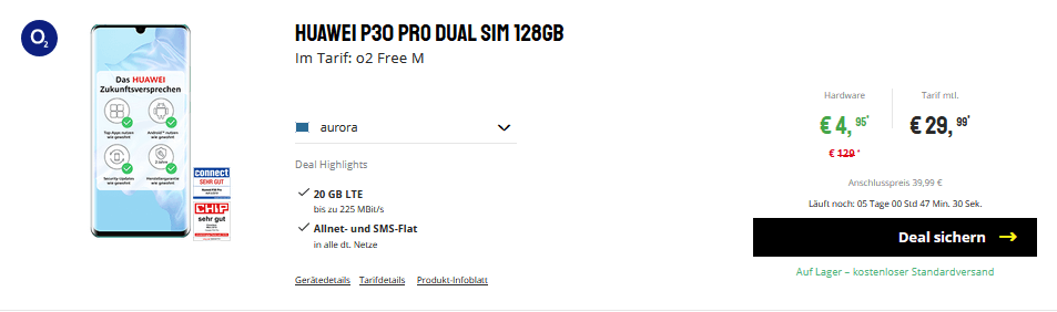 Huawei P30 frontansicht - Deal von Sparhandy