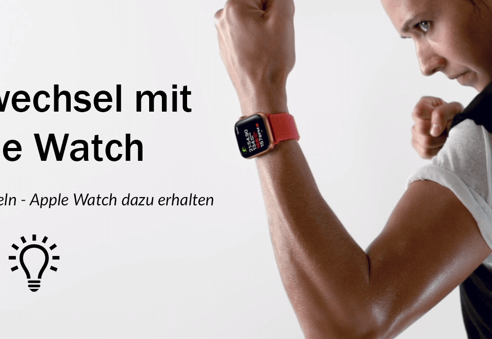 Frau Apple Watch am Handgelenk in Boxerstellung
